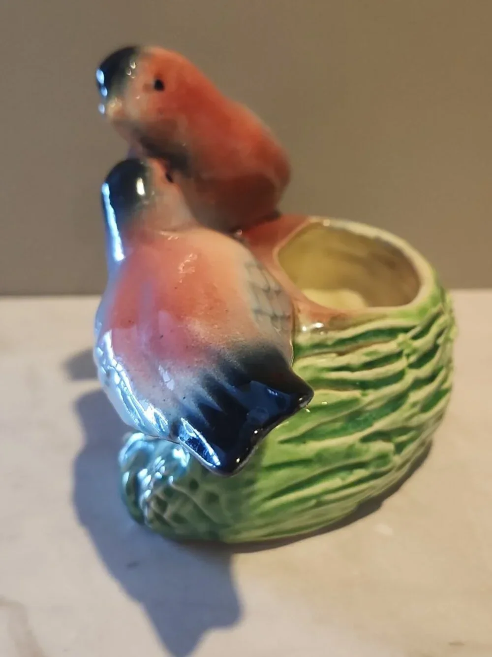 Excellent~Vintage 1950s~MCM~Love Birds Planter~Pink & Blue~Ceramic~8